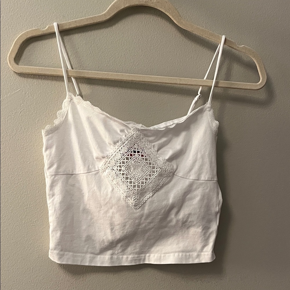 Edikted Mor White Camisole with Lace Accent